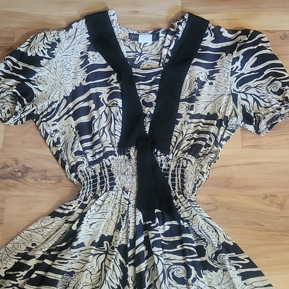 Vintage 80s Seahorse Print Day Dress Warren Z M - Picture 4 of 13